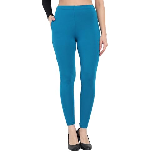 Image of ONE SKY Women Full Length Leggings | Cotton Modal Spandex Blend | High Waist Stretchable & Bio-Washed Fabric | Colour-Lock Technology | Comfortable Leggings for Women