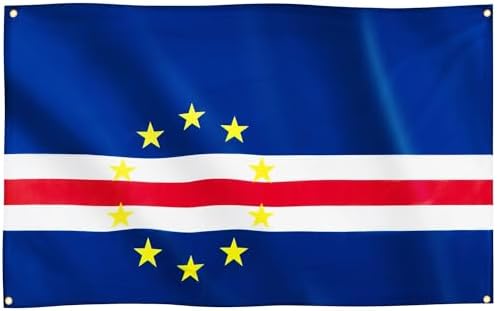 Runesol Cape Verde Flagge, 91x152 cm, 4 Ösen, Tag der Nationalhelden, eine in jeder Ecke, Cabo Verde Nationalflagge, Kapverdische Premium-Flaggen für drinnen und draußen