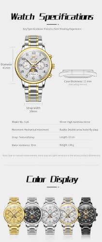 Image of OLEVS Automatic Watches for Men Luxury Skeleton Multi-Function Mechanical Watch Self Winding Date Waterproof Luminous Mens Watch