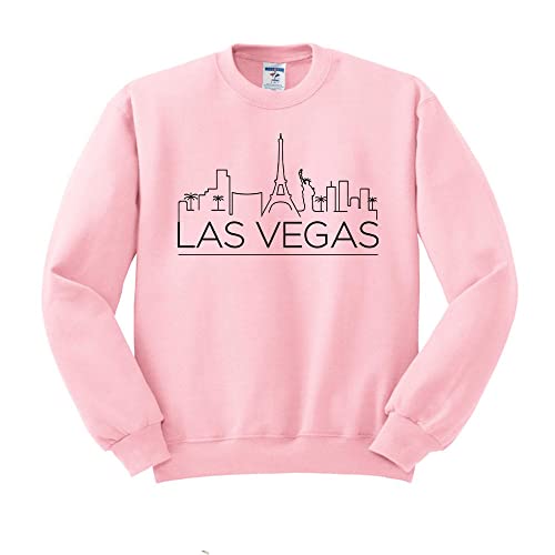 Skyline Las Vegas Nevada Sweatshirt Unisex Large Pink