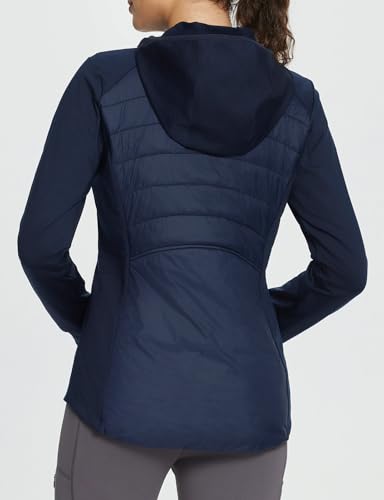 baleaf Women's Running Winter Jacket with Hood Warm Lightweight Insulated Hybrid Jackets Puffer Zip Pockets Hiking Skiing2