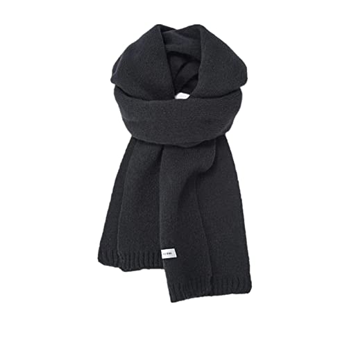 PetiteFortune Gestrickter Kaschmir-Schal, Unisex, Schwarz, Einfarbig, Klassisch, Warm, Weich, Dick, Winter, Herbst, Unisex, Halstuch, Strick, Mädchen, Damen, Herren,...