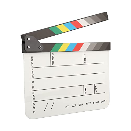 Movie Clap Board Props, Action Scene Sturdy Clapper Board Professional Acrylic Dry Erase Color Sticks For Photography Tool #TOP4