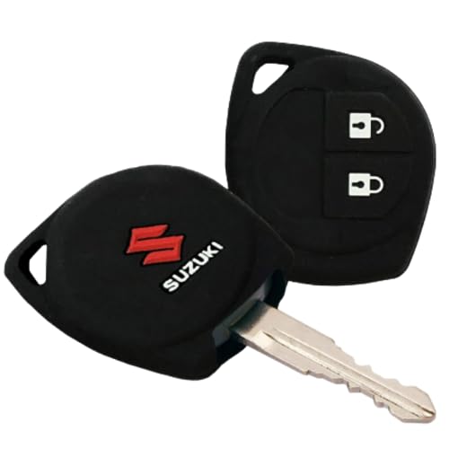 Image of vSHARK Silicone Car Key Cover Compatible with Maruti Suzuki S-Presso /Swift DZire /SX4 /DZire /Ignis /Alto /Vitara Brezza /Celerio /Ertiga /Ciaz /SCross /Baleno /Ritz 2 Button Key Cover Black(Pack of 1)