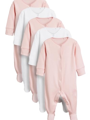 NEXT - NEXT Bébé Fille Dors-Bien pour bébé 100% Coton, Lot de 5 Rose/Blanc 9 Mois