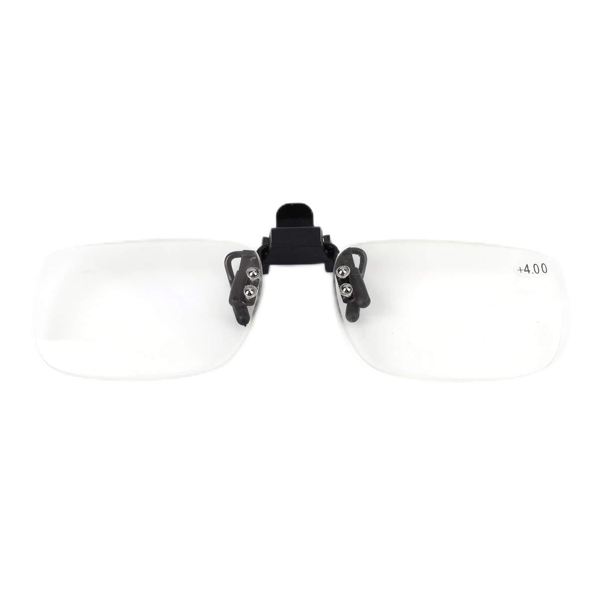 Reading Glasses Clip On Flip Up Magnifying Reading Glasses Magnifiers Lenses Readers Unisex (+4.0)