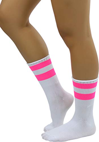 Image of ToBeInStyle Women's Acrylic Ankle Hi With Double Stripe Top Crew Fun Athletic Socks