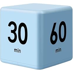 Feilifan Cube Timer,Productivity Timer Kids Time Timer Gravity Sensor flip Timer for Time Management and Countdown Settings 15 20 30 60 Minutes, Blue