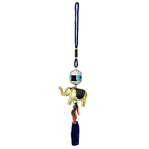 Divya Mantra Nazar Battu Elephant Evil Eye with Mirchi/Chillies Car Rear View Mirror