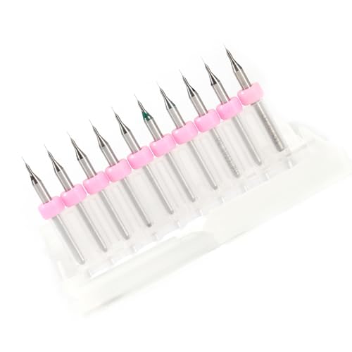 CNC PCB Drill Bits Set Cutting Easy Drill Bits for Delicate Drilling Through PCB Maintenance Craft Work 10pcs (0.1mm)