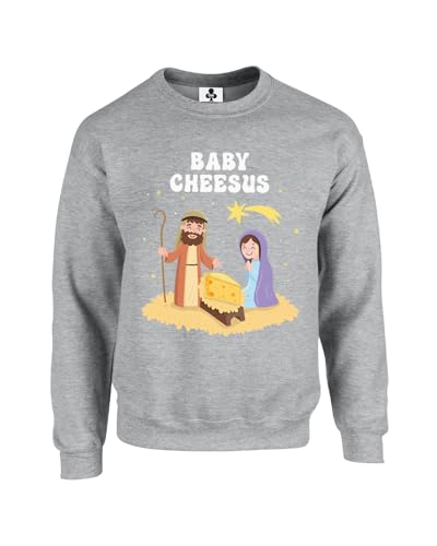 Taylor Brown Baby Cheesus, jesus, christmas xmas winter festive meme novelty joke Unisex Funny Adults Sweatshirt Jumper Heather Grey