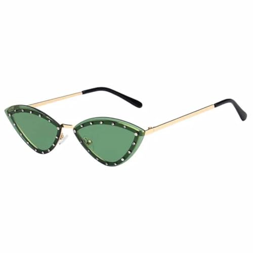 Lunettes de soleil œil de chat de luxe sans monture avec strass haut de gamme