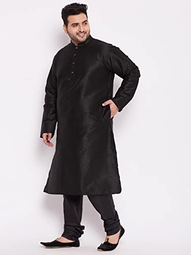 Image of Vastramay Plus Men's White Silk Blend Kurta Pyjama Set VPLUSMKWH001nPBL 44 | Independence Day