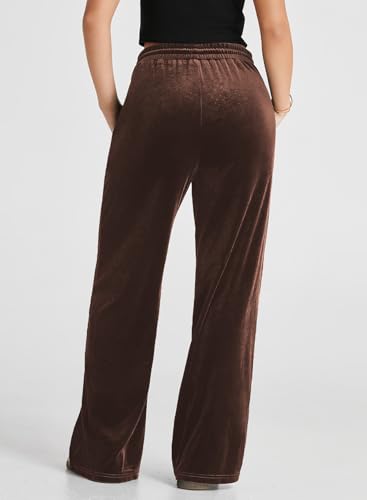 Herseas Women's Velvet Pants Drawstring Waist Wide Leg Casual Lounge Pant3