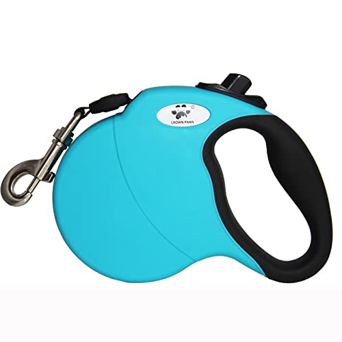 CROWN PAWS 16 ft Retractable Dog Leash for Large Dogs up to 110 lbs,Tangle-Free Nylon Tape,Blue Dan L