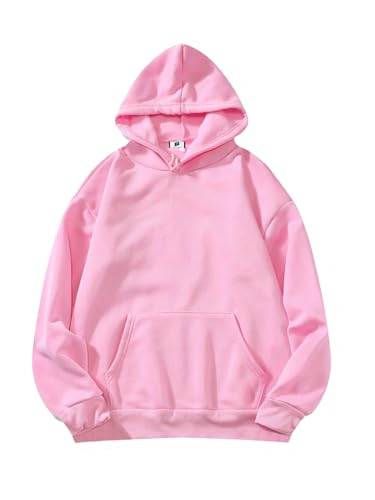 Image of SXV STYLE Hooded Pullover Solid Plain Unisex Cotton Oversized Baggy Sweatshirt Hoodie