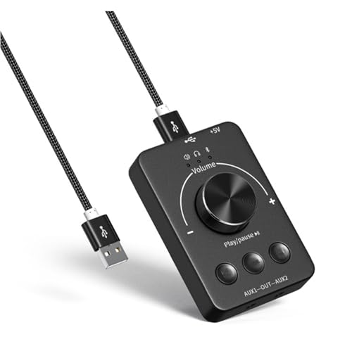 RQG Computer Volume Controller with Bluetooth,External Volume Control Knob with One-Click Mute Function and 3 Volume Control Modes, USB Volume Knob for Win 7/8/10/Mac, Gift for Loved Ones(Black)