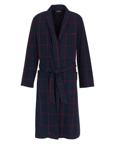 Emporio Armani Homme Tartan Flanel Dressing Gown Robe De Chambre, Bleu, L EU