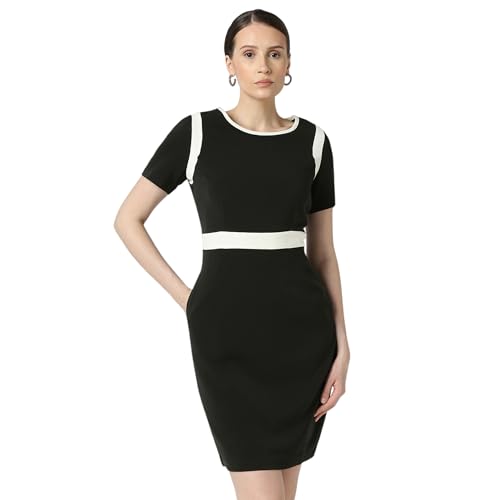Image of Van Heusen Women's Regular Fit Half Sleeve Mid Thigh Length Sheath Dress