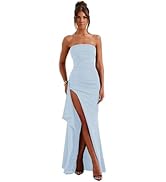 Women's Strapless Bridesmaid Dress With Scarf - A-Line Chiffon Long Gown, Formal Evening & Prom Dress