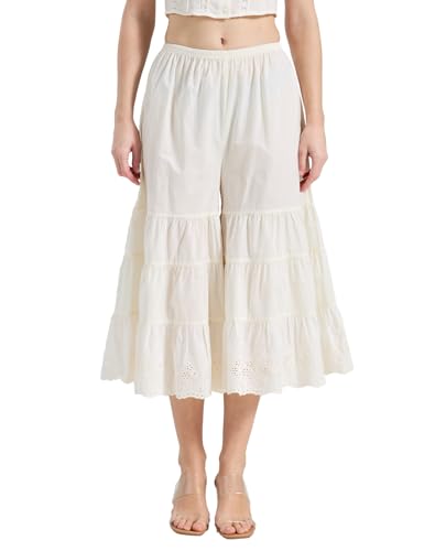 BEAUTELICATE Bloomers for Women 100% Cotton Wide Leg Half Slip Lace Trim Vintage Pettipants Underdress