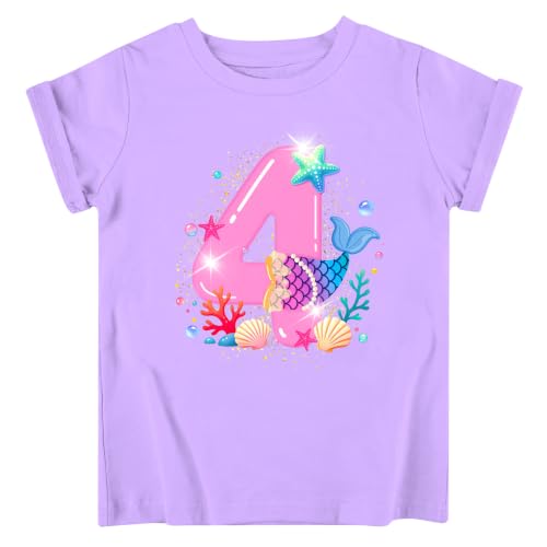 Image of Lovekider Girls Birthday T Shirts Cotton Short Sleeve T-Shirts Tee Party Clothing 3-6 Years