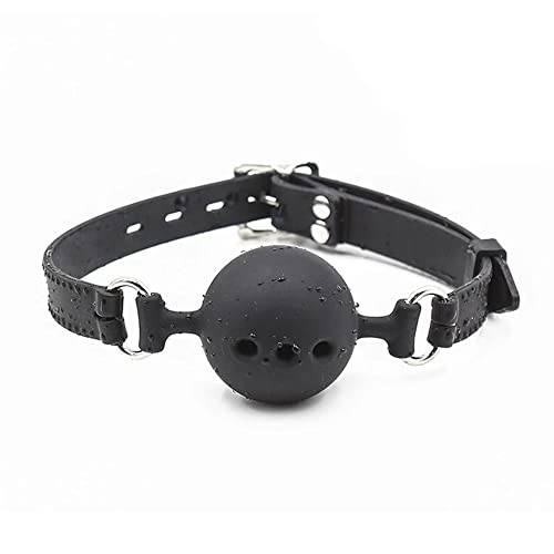 NEEMOSI Knebel Mundknebel Silikon Ball Gag Atmungsaktiver Knebel Mund Frau SM Fetish Sex Spiele BDSM Bondage Ballknebel Gag Spielzeug Rollespiele für Anfänger Paare Schwarz (Medium Ø 4.5cm/Schwarz)