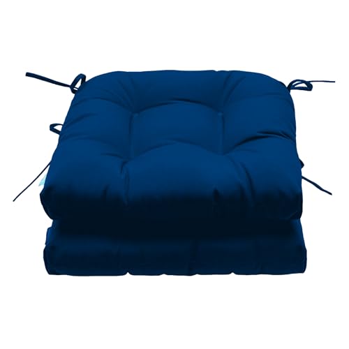 Image of QILLOWAY Outdoor Patio Cushions Set of 3, Wicker Furniture Cushions with Ties, Waterproof Loveseat & Seat Cushions for Patio Bench, Porch Chair, Outdoor Replacement Cushions, Royal Blue