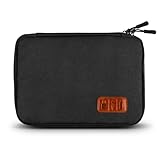 Gibot Cables Organizador de bolsa electrónica portátil, bolsa de almacenamiento multifuncional, bolsa organizador de cables, memoria USB, disco duro, tarjetas de memoria, cargador, impermeable, negro,