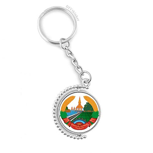 Porte-clés rotatif emblème du Laos Asie anneau keyholder 1,2 x 3,5 pouces multicolore