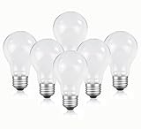 JUNFMLY 75 Watt Incandescent Light Bulbs, A19 Frosted Incandescent Rough Service Light Bulb, E26 Medium Base 110-130V,2700K Soft Warm White, (6 Pack)