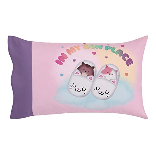 Image of NoJo DreamWorks Gabby's Dollhouse Dream It Up Multi-Colored Rainbow PJ Time 4 Piece Toddler Bed Set - Comforter, Fitted Bottom Sheet, Flat Top Sheet and Reversible Pillowcase