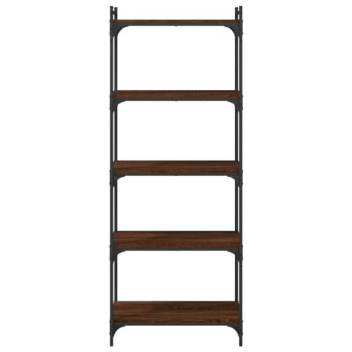 Estantería Industrial de 3 Niveles, Estantería Abierta de Metal y Madera de Roble para Sala de Estar y Oficina (Roble marrón #19)