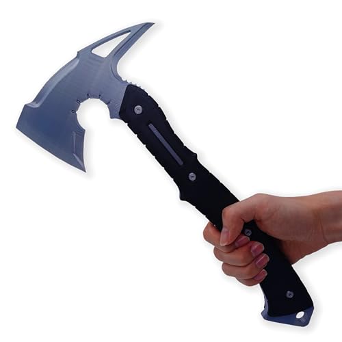 14.5 inch Plastic Tactical Hatchet Axe Model Realistic Survival Hatchet Prop for Leon Cosplay Halloween Game Collection Display & Tactical Training Safe Blunt Edge Design (Grey)