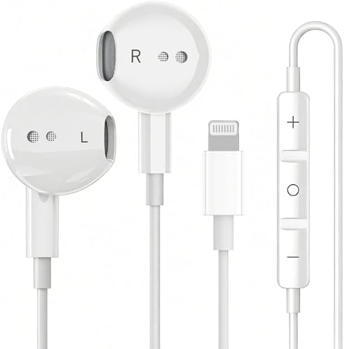 1Pack Wired Headphones for Phone Earphones with Built-in Microphone & Volume Control with Lightning Plug- Compatible with iPhone 14 Pro/13 Pro/12/12 Pro Max/11/XS Max/XS/XR/X/8