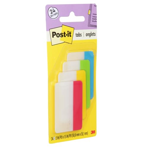 Post-it Sticky Tabs, 2 in. x 1.5 in., 4 Pads of Book Tabs in Assorted Primary Colors for Bookmarking, Annotating, Reading, and Reminders, Red, Green, Blue, and Yellow (24 Total Count) - image 9