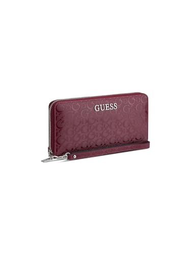 Image of Guess Oxblood Textured Zipper Abbas Large Zip Around Wallet