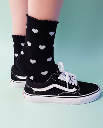 CUTIE MANGO 3 Pairs Heart Pattern Quarter Crew Lovely Design Socks For Women -Cute Cotton Womens Socks for Size 6,7,8,9,104