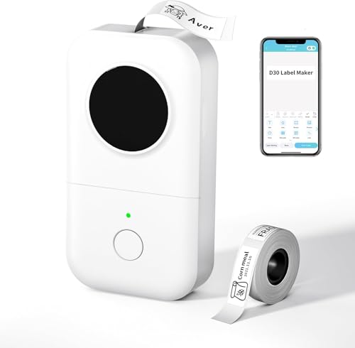 Phomemo D30 Label Maker Machine,Bluetooth Portable Label Markers, Back to School Supplies for Kids,Teacher, Sticker Printer,Label Printer for School Office Home Organization (USB Rechargeable)-White
