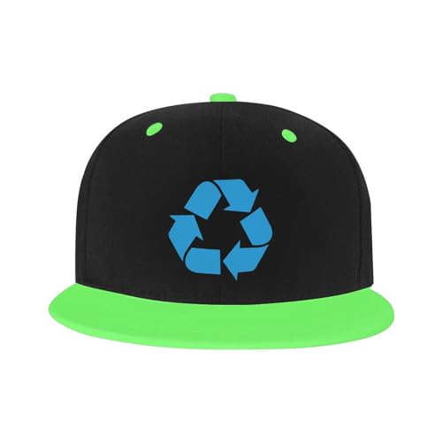 Recycle Symbol Snapback Hat Unisex Adjustable Children Flat Brim Snapback Cap Green2