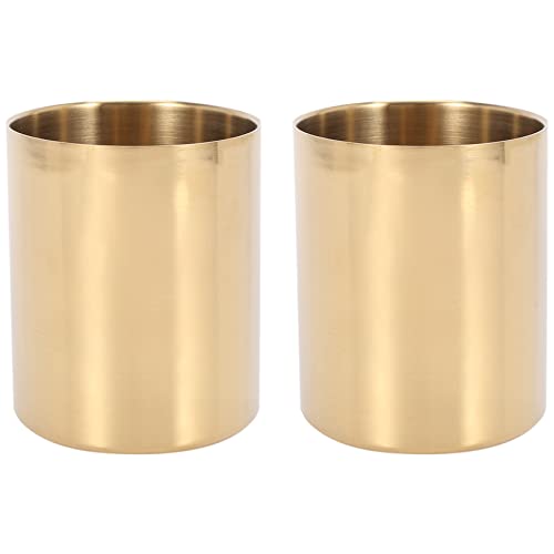 Juwacoo 2 Teiliger Bleistift Becher Halter Stift Topf Makeup Pinsel Halter Schreibtisch Schreibwaren Organizer Edelstahl Cover