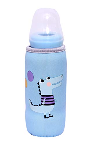 The Cheeky Kidzz Soft Plush Stretchable Baby Feeding Bottle Cover/Tote Bag/Sleeve with Easy to Hold Strap | Cute Animated Overall Print (Sheep-CRO-Zebra, Pack of 3)