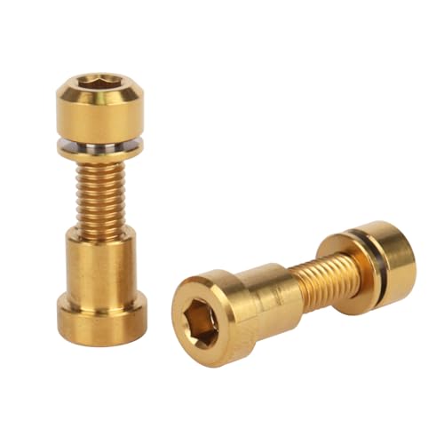 Image of Titanium Bolt M5x16 18 20mm with Washer Steerer Clamp Nut for Bicycle Stem Front Forking Lock Pack of 2 (Gold, M5x18mm)