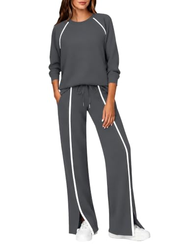 LOMON Women 2 Piece Lounge Sets Sweatsuit Wide Leg Pants Set Tracksuit