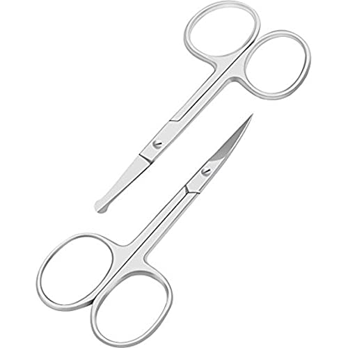 Nyamah Sales Stainless Steel Facial Scissors with Rounded and Curved Head for Eyebrows, Eyelashes, Nose Hair, Ear Hair, Moustache Grooming (Pack of 2) 3