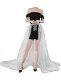 Geyoga Detachable Wedding Skirts White 3 Layers Tutu Skirts Women Wedding Maxi Tulle Train Floor Length 118.1' Overskirt for Bridal Festival Birthday Halloween Party