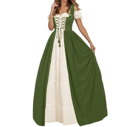 Vestido medieval para mujer con mangas abullonadas y corpiño retro de estilo palacio victoriano