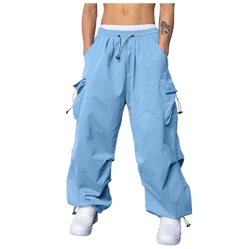 Men's Baggy Cargo Pants Open Bottom Loose Fit Drawstring Waist Parachute Pants Harem Joggers with Pockets for Streetwear