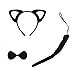 Halloween Cat Ears Headband Kitty Bow Tie Tail Women Girls Cute Hair Hoops Party Decoration Cosplay Costume Handmade Cat Headdress Headwear Headpiece Kitten Hair Band Accessories Set Black White