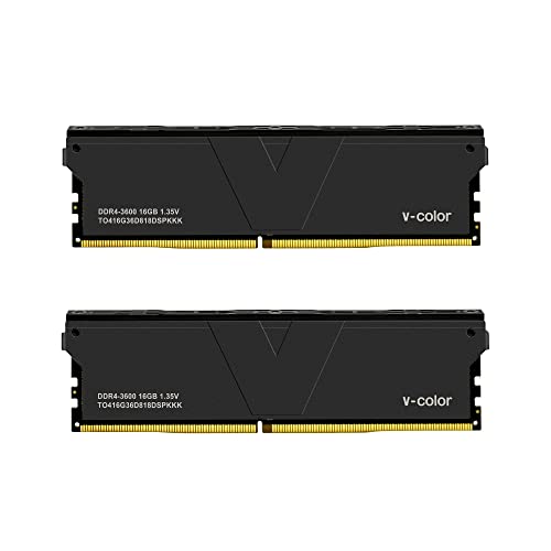 V-Color Skywalker Plus DDR4 32GB (16GBx2) 3600MHz (PC4-28800) CL18 Gaming Desktop Ram Memory Hynix IC Dual Rank 1.35V - Jet Black (TO416G36D818DSPKKK)